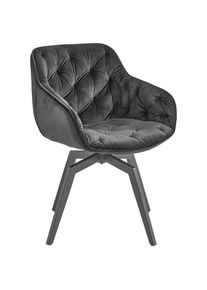 Livetastic Armlehnstuhl , Schwarz , Holz, Metall, Textil , Pappel , Sperrholz , Drehkreuz , 58x83x63 cm , Sitzfl&auml;che 360&deg; drehbar , Esszimmer, St&uuml;hle, Polsterst&uuml;hle