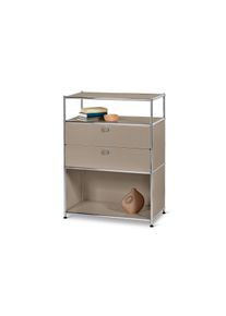 Tchibo - Kommode Metall &raquo;Cn3&laquo; mit 2 Schubladen - 77x40x102cm - taupe - Stahl / Aluminium / Kunststoff