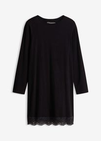 Nachthemd mit Spitze in schwarz, Gr&ouml;sse 56/58 (3XL), 95% Baumwolle, bonprix
