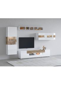 Inosign, Inosign Wohnwand &raquo;Toledo,Breite 391cm stilvolle Mediawand ohne Beleuchtung&laquo; Set, 4 Stk. tlg., wei&szlig;, wei&szlig; hgl, sanremo, B/H/T: 261 cm cm