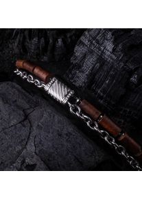 Holzkern Armb&auml;nder Herren Silber und Walnuss
