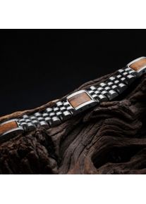 Holzkern Armband Pentachord (Koa/Silber), Naturholz, Herren, gr&ouml;&szlig;enverstellbar