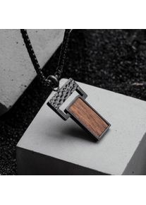Holzkern Halsketten Herren Antiksilber und Koa