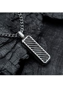 Holzkern Halsketten Herren Silber und Grauer Marmor