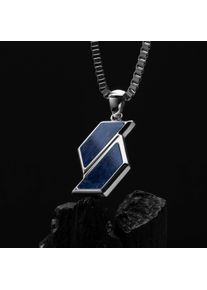 Holzkern Halsketten Herren Silber und Sodalith