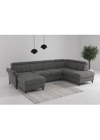 Sit & More Sit & More, sit&more Wohnlandschaft &raquo;Glendale, U-Form&laquo; inkl. Kopfteilverstellung,wahlweise mit Vorziehsitz und Bettkasten, grau, 90% Polyester, 10% 