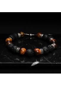 Holzkern Armb&auml;nder Herren Lava und Tigerauge