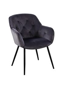 Mid.you Armlehnstuhl , Grau, Schwarz , Metall, Textil , Rundrohr , 63x87x64 cm , Esszimmer, Esszimmerserien