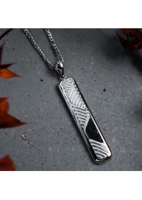 Holzkern Halsketten Herren Silber und Marmor