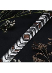 Holzkern Armband Prelude (Walnuss/Silber), Naturholz, Herren, gr&ouml;&szlig;enverstellbar