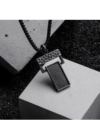 Holzkern Halsketten Herren Antiksilber und Schiefer