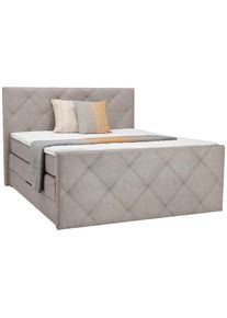 Ti`me Ti'me Boxspringbett , Grau , Textil , H2 , 180x200 cm , gepolstertes Kopfteil, Stoffauswahl, Topper durchgehend, In verschiedenen Gr&ouml;ssen erh&auml;ltlich , Schlafzimmer, Betten, Boxspringbetten