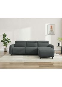 Goodproduct, GOODproduct Ecksofa &raquo;SKAANE in Cord, L-Form, 274 cm, manuelle u. elektrische Relaxfunktion,&laquo; rundes Design, Kopfteilverstellung, 
