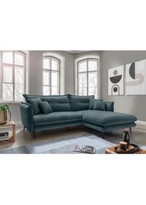 Home Affaire, Home Affaire Ecksofa &raquo;Lazio modernes Design, bequem, schmale Armlehnen, OTTOs Choice&laquo; zwei verschiedene Fussfarben w&auml;hlbar, ocean, 100% 