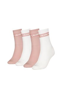 Calvin Klein Jeans, Unisex, Socken &raquo;CKJ WOMEN SOCK 4P GIFTBOX STRIPE LOGO&laquo; 4er Pack, wei&szlig;, pink, - (37/41)