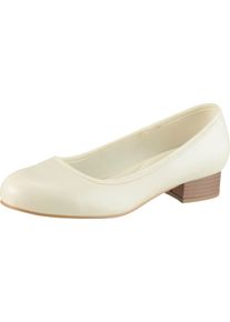 Damen Pumps aus Leder-Imitat, Weite F weiss