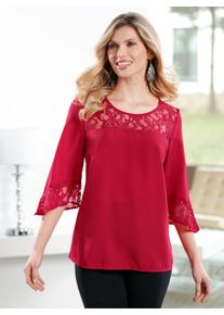 WITT Damen Tunika mit Spitzen-Verzierung, rot, Gr&ouml;&szlig;e 40, 100% Polyester. Spitze: 100% Polyester