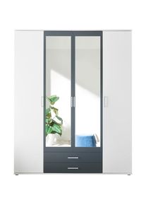 Schlafkontor, Kleiderschrank &raquo;Hanau&laquo;, wei&szlig;, graphit, Melamin, B/H/T: 159,2 cm x 196 cm x 53,5 cm