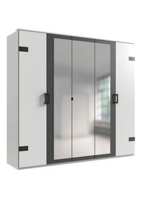 wimex, Kleiderschrank &raquo;Stockholm, rustikale Optik im Industrial Design, Made in Germany&laquo; mit Spiegel, 225x58x210 cm, Made in Germany, wei&szlig;, 