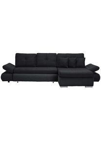 CARRYHOME Ecksofa , Anthrazit , Kunststoff , F&uuml;llung: Schaumstoff,Schaumstoff , Ottomane rechts, seitenverkehrt montierbar, L-Form , 302x187 cm , Liegefunktion, Schlafen auf Sitzh&ouml;he, R&uuml;cken echt , Wohnzimmer, Sofas & Couches, Wohnlandschaften, Ecksofas