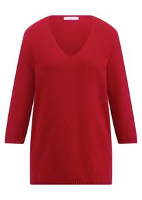 Emilia Lay - V-Pullover mit 3/4-Arm, rot, Gr. 50, Baumwolle