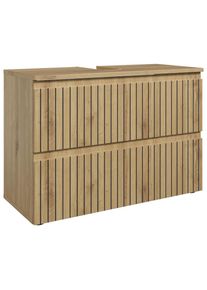Mid.you Waschbeckenunterschrank , Eiche Artisan , Kunststoff , 2 Schublade(n) Schubladen , 80x57x36 cm , stehend , Badezimmer, Badezimmerschr&auml;nke, Waschbeckenunterschr&auml;nke