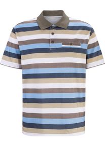 Herren Poloshirt taupe-beige-eisblau-gestreift
