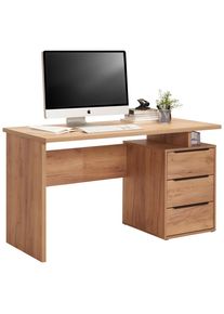 Venda Schreibtisch , Eiche Artisan , Metall , 3 Schubladen , rechteckig , Wange , 60x76x138 cm , B&uuml;rom&ouml;bel, Schreibtische, B&uuml;rotische