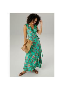 Aniston SELECTED Wickelkleid, mit Volants - NEUE KOLLEKTION bunt 48 N-Gr gr&uuml;n-lila-orange-blau-rosa-wei&szlig; Damenkleid mit sommerlichem allover...