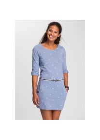 Kangaroos Jerseykleid, (Set, mit abnehmbarem G&uuml;rtel), im sommerlichen Print blau 32 (XS) N-Gr mittelblau Druck-Kleid mit Rundhals-Ausschnitt von...