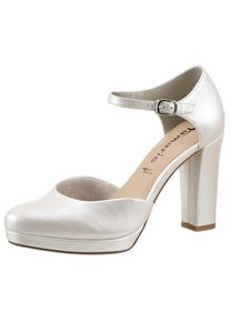 Tamaris High-Heel-Pumps, in gl&auml;nzender Optik wei&szlig; 36 offwhite Mit verstellbarer Schnalle