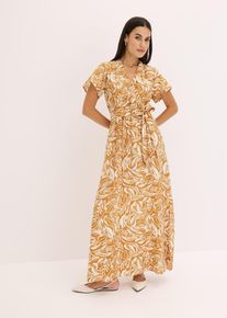 bedrucktes Maxikleid aus Viskose-Mix in weiss, Gr&ouml;sse 40, bonprix