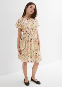 Kleid aus flie&szlig;ender Viskose in beige, Gr&ouml;sse 176, bonprix