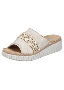 Rieker, Unisex, Pantolette Sommerschuh, Strandschuh, Urlaubschuh, Hausschuh mit softer Innensohle, creme, 43, Pantolette im Ethno-Style und mit 