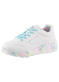 Skechers, Unisex, Sneaker &raquo;UNO LITE-LOVELY LUV&laquo; , Schn&uuml;rschuh mit bedruckter Sohle, Gr&ouml;ssenschablone zum Download, wei&szlig;, t&uuml;rkis, rosa, 36, Aus der 