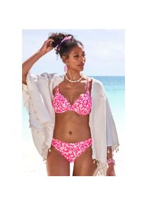 Vivance, Unisex, B&uuml;gel-Bikini-Top &raquo;Leni&laquo; mit gelaserter Wellenkante, neonpink, wei&szlig;, 36, Cup C, Modischer Bl&uuml;mchen-Druck