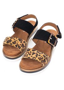 Ara, Unisex, Plateausandaletten &raquo;MALAGA&laquo; , Plateausandale, Klettschuh in Bequemweite G (= weit), schwarz, leo, 38, Sandalette mit praktischen 