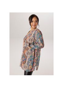 Aniston Plus, Unisex, Aniston PLUS Longbluse mit farbharmonischen Paisleydruck - NEUE KOLLEKTION, bunt, 46, Durchgekn&ouml;pfte Bluse aus weich fallender 