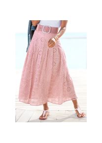 Buffalo, Unisex, Maxirock aus Spitze, Eyelet, Sommerrock, modische Lochstickerei, mauve, 36, Sommerrock mit Lochstickerei