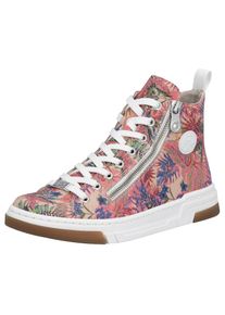 Rieker, Unisex, Sneaker High Top-Sneaker, Freizeitschuh, Schn&uuml;rschuh mit Plateausohle, rosa multi, 41, High-Top Sneaker mit seitlichem Reissverschluss