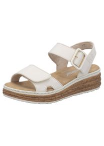 Rieker, Unisex, Plateausandale Sandalette, Sommerschuh, Keilsandale mit praktischen Klettverschl&uuml;ssen, creme, 37, Sandale im schlichten Design