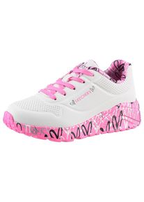 Skechers, Unisex, Sneaker &raquo;UNO LITE-LOVELY LUV&laquo; , Schn&uuml;rschuh mit bedruckter Sohle, Gr&ouml;ssenschablone zum Download, wei&szlig;, pink, 28, Aus der Skechers 