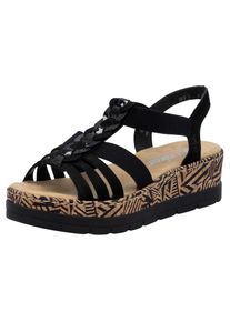 Rieker, Unisex, Plateausandaletten Sommerschuh, Urlaubschuh, Sandalette mit dekorativem Schmuckelement, schwarz, 42, Sandalette mit modischer 