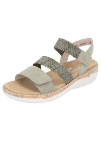 Remonte, Unisex, Keilsandalette Riemchensandale, Bequemschuh, Sommerschuh mit Soft-Fussbett, salbei, 36, Sandale mit elastischem Klettriemchen &uuml;ber 