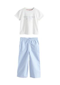 Superdry & Co, Filles Set, bleu pastel / blanc