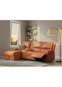 Home Affaire, Home Affaire Ecksofa &raquo;NAPORI Multimediasofa, 3er Kinosessel XXL, L-Form, 3 Bezugsstoffe&laquo; Kinosofa mit Relaxfunktion, Getr&auml;nkehalter, 