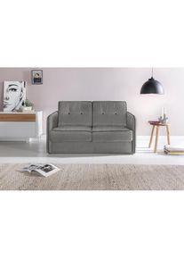 Home Affaire, Home Affaire Schlafsofa &raquo;Merina&laquo; mit zweigeteilter Bettfunktion, Auszug nach vorn, Federkern, hellgrau, Luxus-Microfaser (100% Polyester