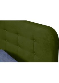 Tom Tailor HOME, Tom Tailor HOME Polsterbett &raquo;NORDIC STORAGE&laquo; Stauraumbett mit Knopfheftung im Kopfteil, F&uuml;sse Buche natur, olive tsv 23, Samtstoff 