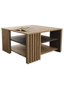 CARRYHOME Couchtisch , Grau, Eiche Artisan , Holzwerkstoff , quadratisch , eckig , 45x80x80 cm , Wohnzimmer, Wohnzimmertische, Couchtische, Couchtische eckig