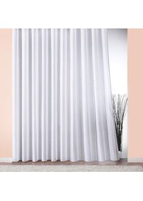 Weckbrodt-Gardinen Weckbrodt, Gardine &raquo;Athen&laquo; Smokband 1 Stk. tlg. Webgardine, halbtransparent, mit Glanzeffektstreifen, Beschwerungsband, wei&szlig;, Polyester